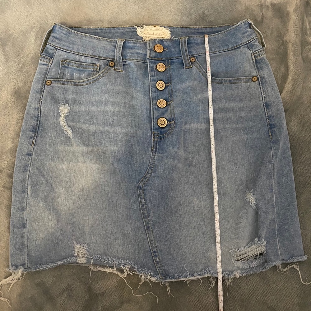 light wash jean skirt
